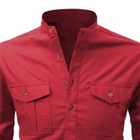 Muška majica Ležerne prilike pamučne posteljine čvrste boje, majica s dugim rukavima za muškarce