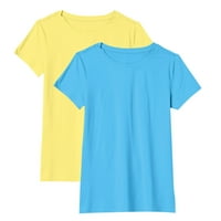 Puawkoer Crewneck rukav ženski strije Majica kratkih ženskih majica Ženske vrhove L žuta plava