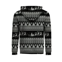 Dukseva dukseva Zimski božićni vintage Ispis Jesen Dugi rukav Top džemper duksevi za muškarce Sivi l