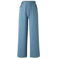 Ženske hlače Ležerne prilike pune boje pamučne posteljine džepom crte gudačke teretne ženske pantalone