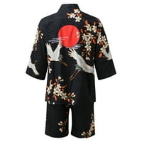 Muški slobodno vrijeme opušteni antikni digitalni tisak Kimono Cassock Cardigan majica Shorts košulja