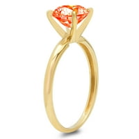 3CT okrugli rez crveni simulirani dijamant 18k žuti zlatni godišnjički angažman prsten veličine 5.5