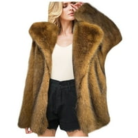 Fau fur kaput za žene luksuzni zimski topli kaput Fluffy Chrumroobaobrana jakna parka odjeća rever s