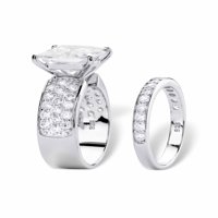PALMBEACH nakit 4. TCW Princess-Cut bijeli kubični zirkonijski prsten za svadbene žirkonije u platinato-poblikovanom