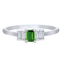 Carat Baguette Cut Emerald & Prirodni dijamant Five od pet kamena zaručnički prsten 14k bijelo zlato