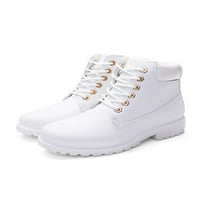 Lacyhop žene zimske čizme plišani obloženi borbeni čizme potplata cipela za gležnjeve, casual tople kratke cipele otporne na čizme bijele 7,5