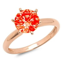 CT sjajan okrugli rez CLEAR simulirani dijamant 18K ružičasti zlatni pasijans prsten sz 9.75