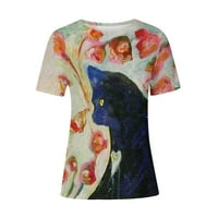 Leutin žene Ljetne košulje V izrez Fashion Woman Causel Rounk izrez za ispis bluza Kratki rukav majica