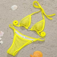 Ženski sitni bikini kupaći kostimi kupaći kostimi su setovi od pune boje odjeća za plažu od prapnog