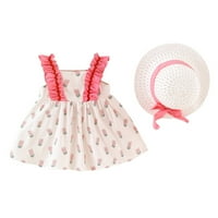 Slatke ljetne haljine za djevojčice ruffle šešir ananas elegantna haljina ružičasta 1Y-2Y