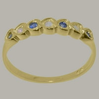 Britanci napravio 9k žuto zlato prirodno opal i safir ženski vječni prsten - Opcije veličine - veličine
