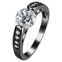 Vjenčani prsten jednostavan modni crni prsten bijeli cirkonijski dijamantni prsten za angažman vjenčanih