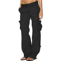 Zeceuar baggy teretni hlače za žene casual visoke elastične rekvicene pantalone s džepovima široke noge