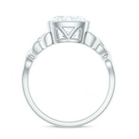 Jastuk rez Moissine Solitaire Celtic Crnot zaručni prsten, srebrna srebra, SAD 6,50