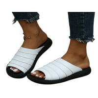 Zodanni ženski slajdovi Summer Wedge Sandal Peep toe Sandale Street cipela unutarnji vanjski klizanje na papuče bijela 7,5