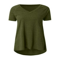 Žene Ljetne casual vrhove Košulje kratki rukav V izrez Tunic T-Majica Modni labav pulover Tee bluza