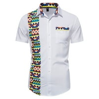 Muška bejzbol gumb dolje T majica Afrički tiskani patchwork dizajn Hipster Hip Hop majica kratki ružini