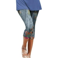 Velike struka Capris gamaše za žene vanjske habanje izgledaju tanke višebojne retro ispisane hlače,