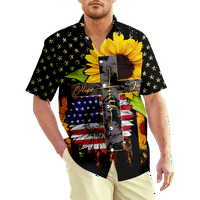 Četvrta jula Muška havajska košulja kratkih rukava, jula Četvrti prednji gumbi za džep za prsa Ležerne
