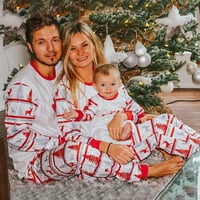 Božićna porodica Podudaranje pidžama PJS Set Xmas Santa s dugim rukavima cvjetni prugasti print simneći