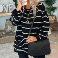 PIMFILM pulover džemperi za žene kukičani pulover Dugim rukavima crni s