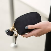 Ženska koža Mali mini novčanik držač zip kovanice torbica kvačila BK