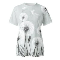 Majice za majice za žene Proljeće ljetni cvijet od tiskanog kratkih rukava o vratu proljetne ljetne