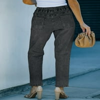 Aststhilshing Ripped traperice za žene elastične visoke struk traper hlače rastegnute ležerne pantalone