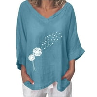 Jsaierl ženske vrhove Dužine rukava Ljeto Slatka V izrez T majice Grafički elegantni bluze tunike Tri
