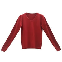 Ženska modna casual labav pulover Puno boje V izrez dugih rukava s dugim rukavima Top majica