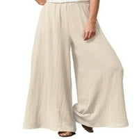 Ženska dna visokog struka duge hlače široke pantalone za noge prozračne pamučne platnene pantske palika