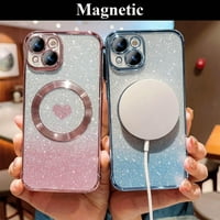 za iPhone plus Case Magnetni gradijent Glitter [kompatibilan sa magsafe], Bling Love Heart Clear Telefon