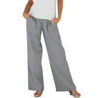 Šejske pantalone za širine žene Žene posteljine Hlače Žene Žene Ležerne prilike Solid Colore Labavi
