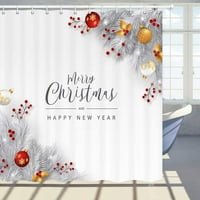 Sretna Novogodišnja tuš zavjesa firgrame Holly Božić šarene kuglice poliesterska tkanina za kupatilo