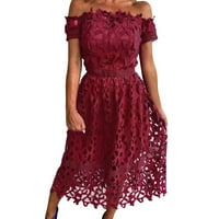 Midi za žene slatke ženske ljetne haljine žene nove ljetne pune boje jedno rame Crochet Hollow Collow