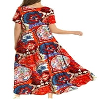 Voguele žene Maxi haljine kratki rukav sasvuče cvjetno tiskovina duga haljina za odmor kaftan boja slike