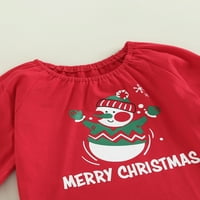 Kid Girls Božićne hlače Set, dugi rukav snjegović za ispis majica s elastičnim strukom flare hlače