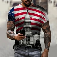Američka zastava Muške majice kratki rukav casual 3D digitalni ispis Sportske zvijezde i pruge 4. srpanj