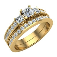 Vjenčani prsten za žene princeze presječene sadašnjeg sastanka BUDUĆI ZLATNI SET 14K ZLAT 1. KARAT