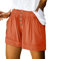 Ženske kratke hlače Ležerne prilike ženske gumbe, casual džepne pantalone casual elastične struke džepne