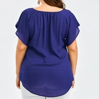Aoksee Fashion Woman Casual V-izrez Čvrsta štampačka majica kratkih rukava Summer Plus veličine vrhova