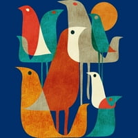 Ptice muški kraljevski plavi grafički tee - Dizajn ljudi M