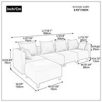 Elektronna sekcijska kauč, L Oblik modula kauč sa sjedištima jastuci za dnevni boravak Bež
