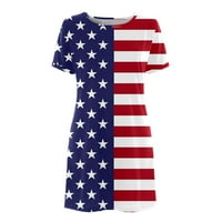 Ženske sunčeve haljine Ležerne prilike za neovisnost Američka zastava Ispis Comfy O izrez Kratki rukav