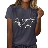 Sretna Novogodišnja grafička majica za žene prevelike labave fit tees casual trendi vrhovi bluza