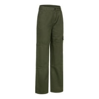Ležerne pantalone za žene labave retro multi džep niske strukske vučne struke ravno hlače zelena veličina