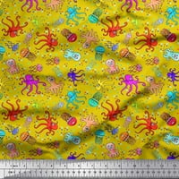 Siimoi Silk tkanina točka, hobotnice i meduze okeanski tkanini otisci na dvorištu široko