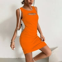 Ljetne haljine Plus veličina ruched racerback Mini Cut Out Party Club Maxi haljina s rukavima narančasta