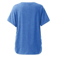 Xinqinghao Plus majica veličine za žene Čvrsto boje kratkih rukava tanka bluza V izrez mekani labavi