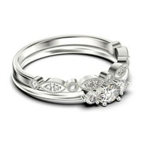 Minimalistički 1. karat tal ovalni rez dijamant moissanite bajkovni prsten, nježan vjenčani prsten u srebru s 18k bijelim zlatnim oblogom, zvjezdicama festivala, odgovarajućim opsegom